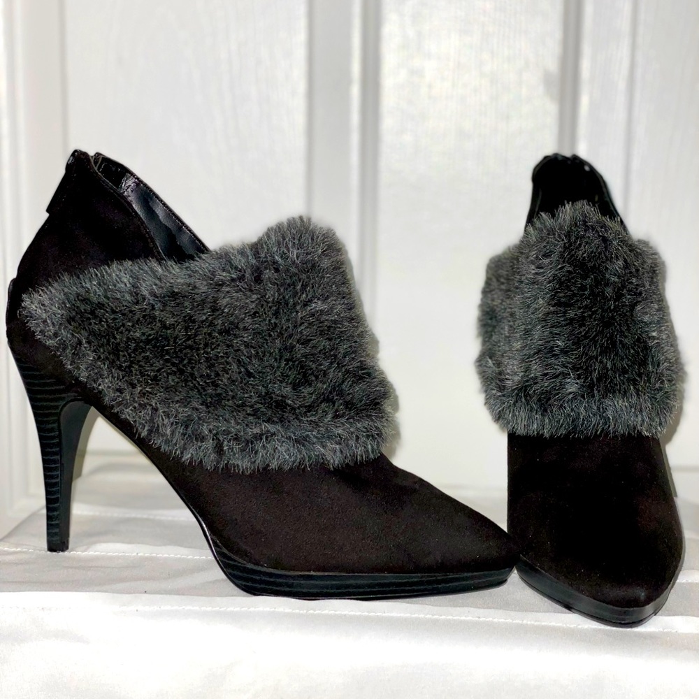 Velvet Heart Faux Fur Heels. New